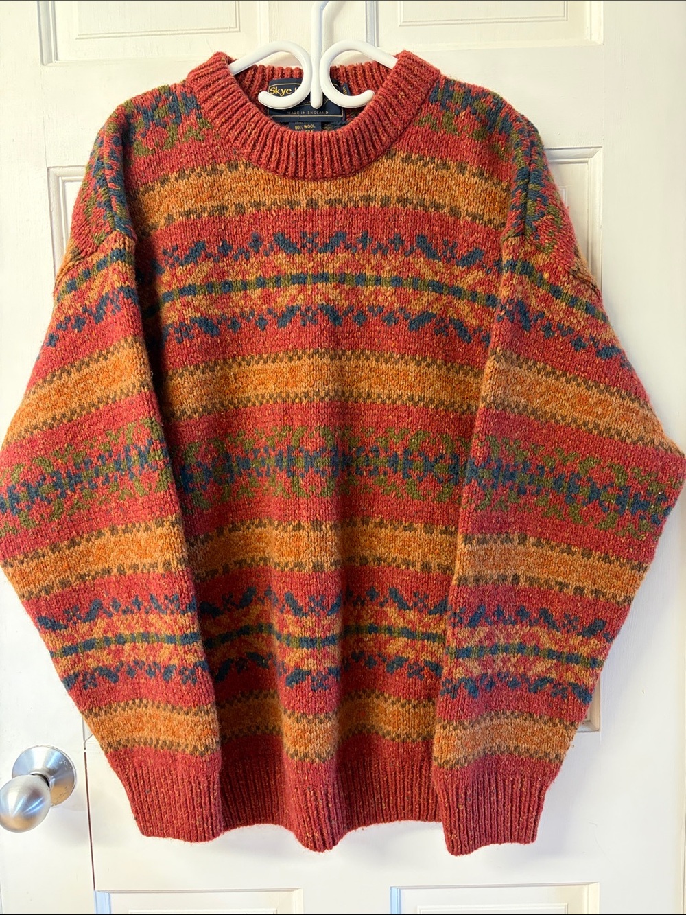 Skye Knitwear vintage wool and silk Fair Isle crewneck sweater men’s size medium